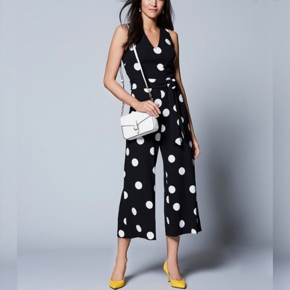 NWT Karl Lagerfeld Polka Dot Culotte Jumpsuit